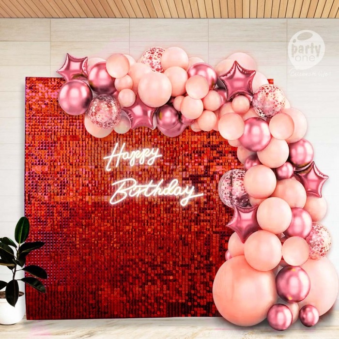 party artists Red Sequin Backdrop Balloon Decoration